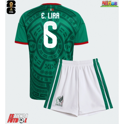 México Erik Lira #6 Primera Equipación Niños Mundial 2026 Manga Corta (+ Pantalones cortos)